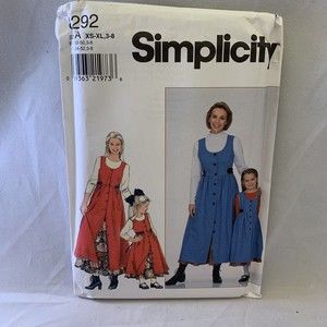 Simplicity 8292 Size A XS to XL 3 to 8 Mother Daughter Jumper Petticoat Matching